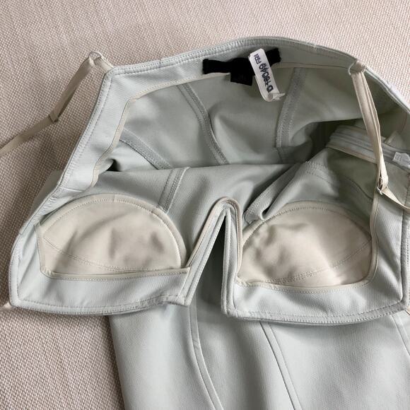 Alexander Wang Blue Green Mint Corset Bustier Seamed Bodycon Midi Dress Size 4 - Picture 12 of 16